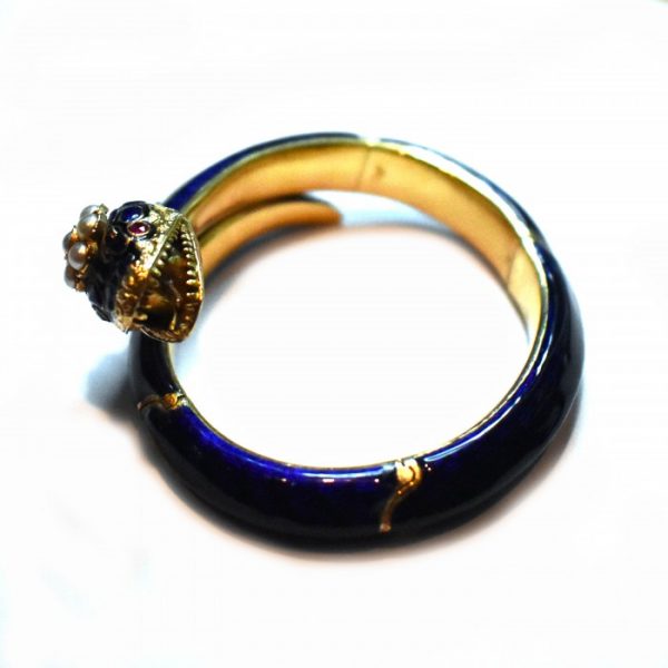 ANTIQUE BLUE ENAMEL SNAKE BANGLE