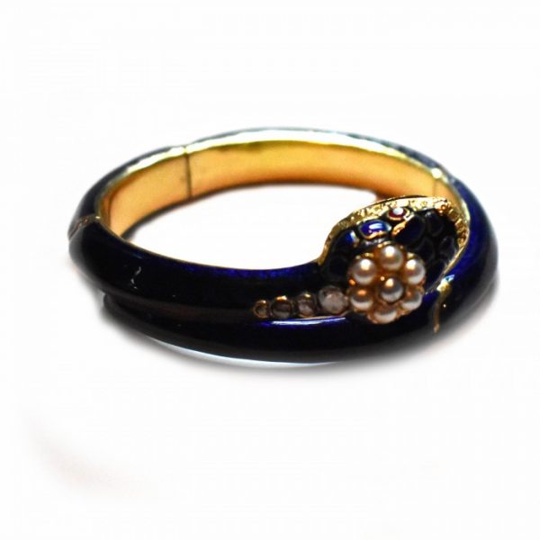 ANTIQUE BLUE ENAMEL SNAKE BANGLE