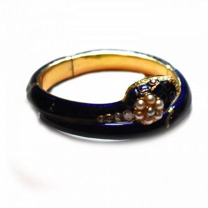 ANTIQUE BLUE ENAMEL SNAKE BANGLE