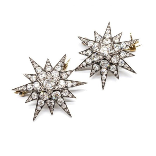 Antique Victorian Diamond Star Brooches