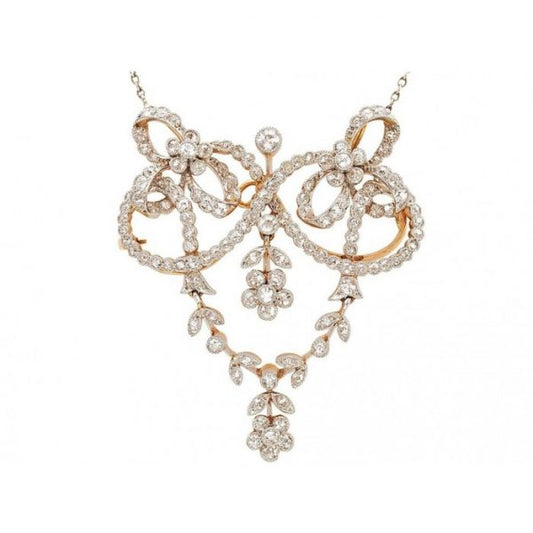 Antique Edwardian Floral Diamond Pendant Brooch
