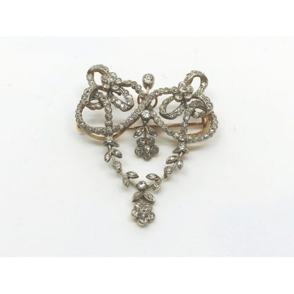 Antique Edwardian Floral Diamond Pendant Brooch