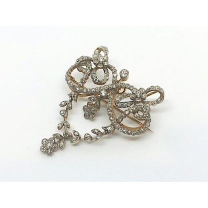 Antique Edwardian Floral Diamond Pendant Brooch