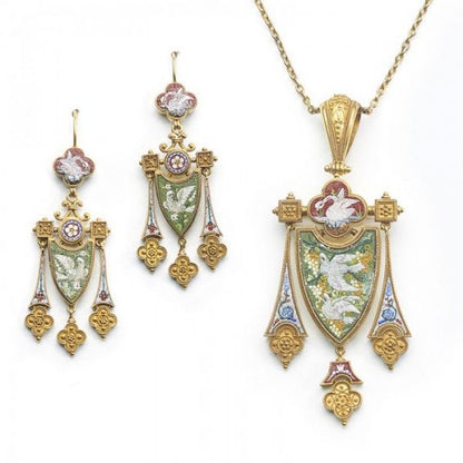 Antique Micro Mosaic Suite, Italy, Circa 1870