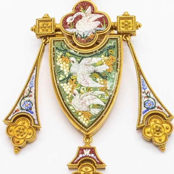 Antique Micro Mosaic Suite, Italy, Circa 1870