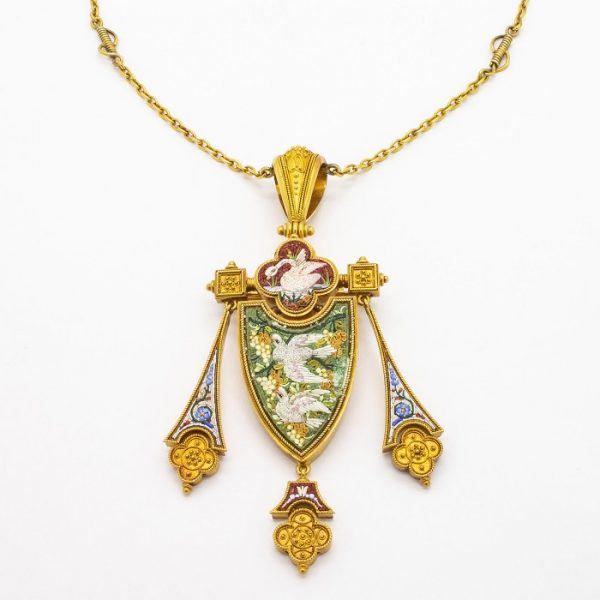 Antique Micro Mosaic Suite, Italy, Circa 1870