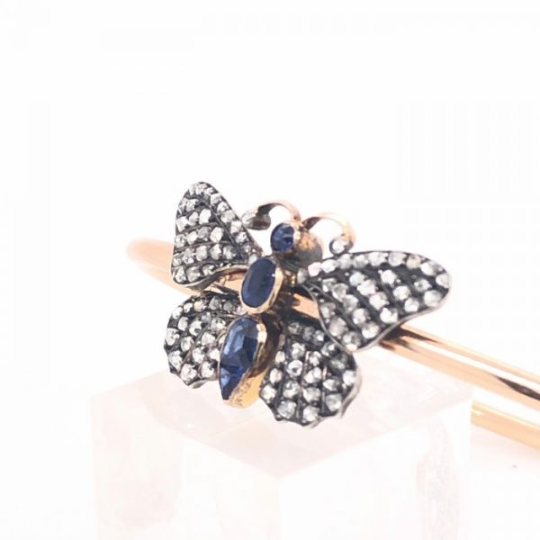 ANTIQUE SAPPHIRE AND DIAMOND BUTTERFLY BANGLE
