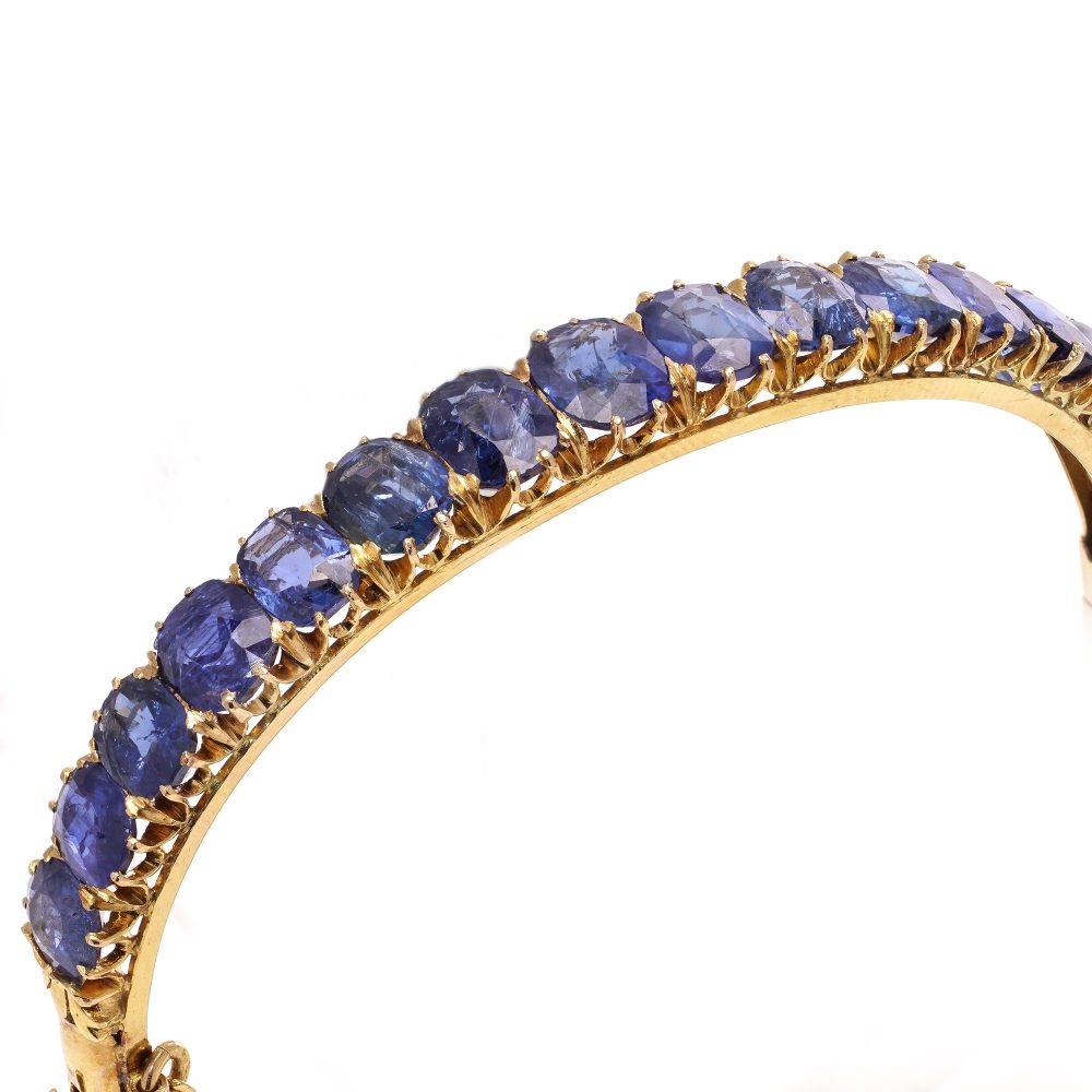 Antique Sapphire Bangle In 18 Carat Yellow Gold