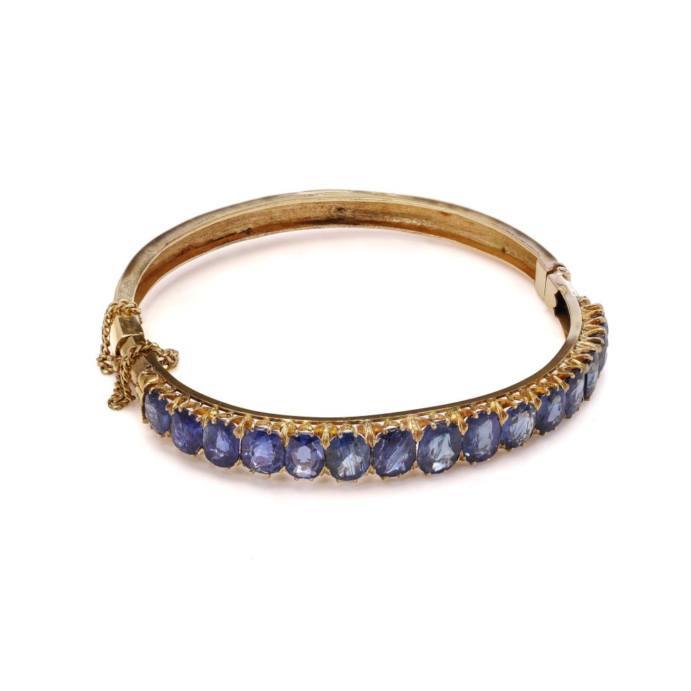 Antique Sapphire Bangle In 18 Carat Yellow Gold