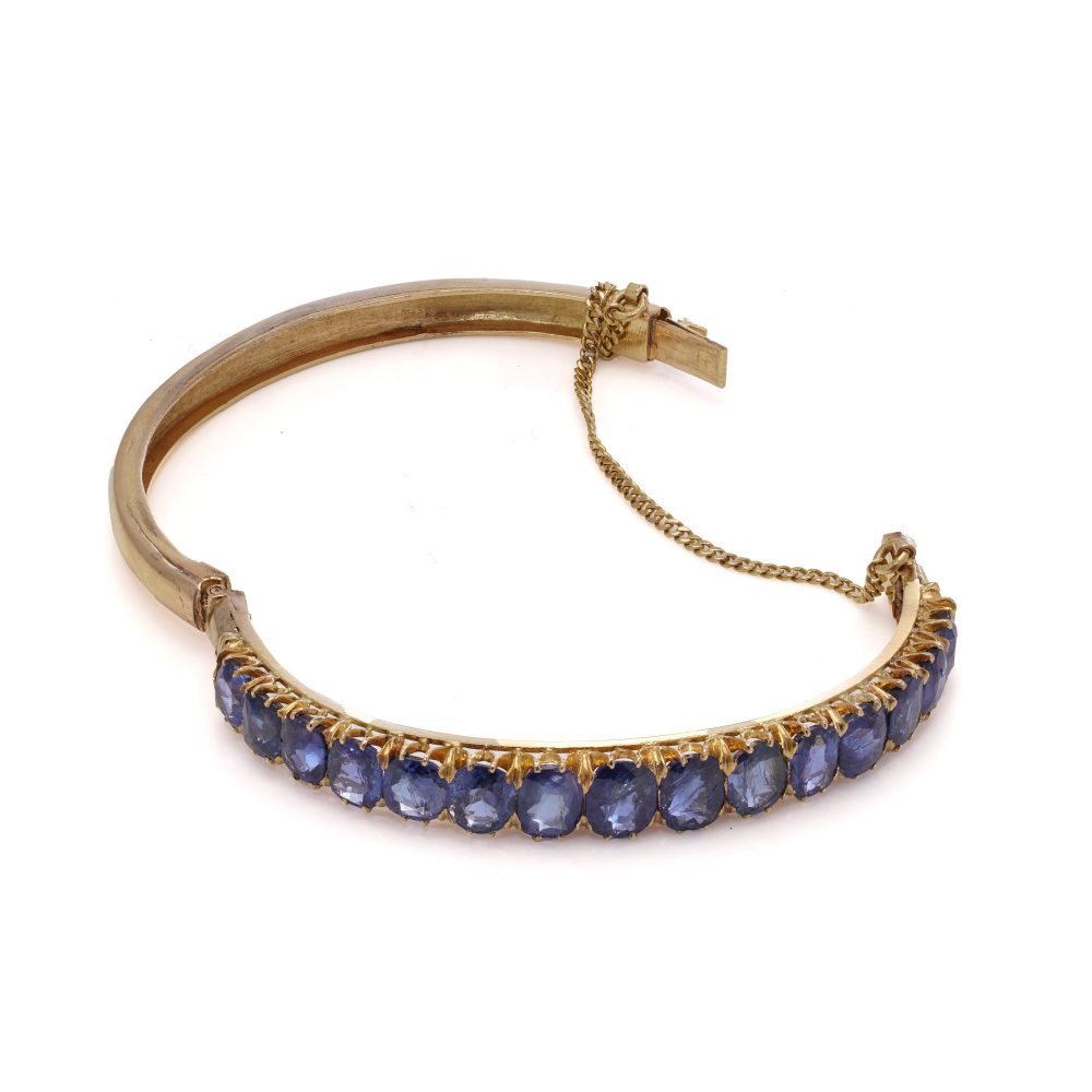 Antique Sapphire Bangle In 18 Carat Yellow Gold