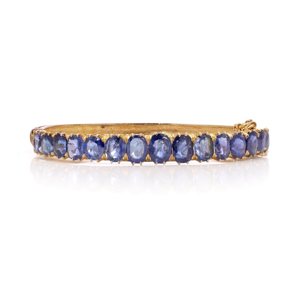 Antique Sapphire Bangle In 18 Carat Yellow Gold