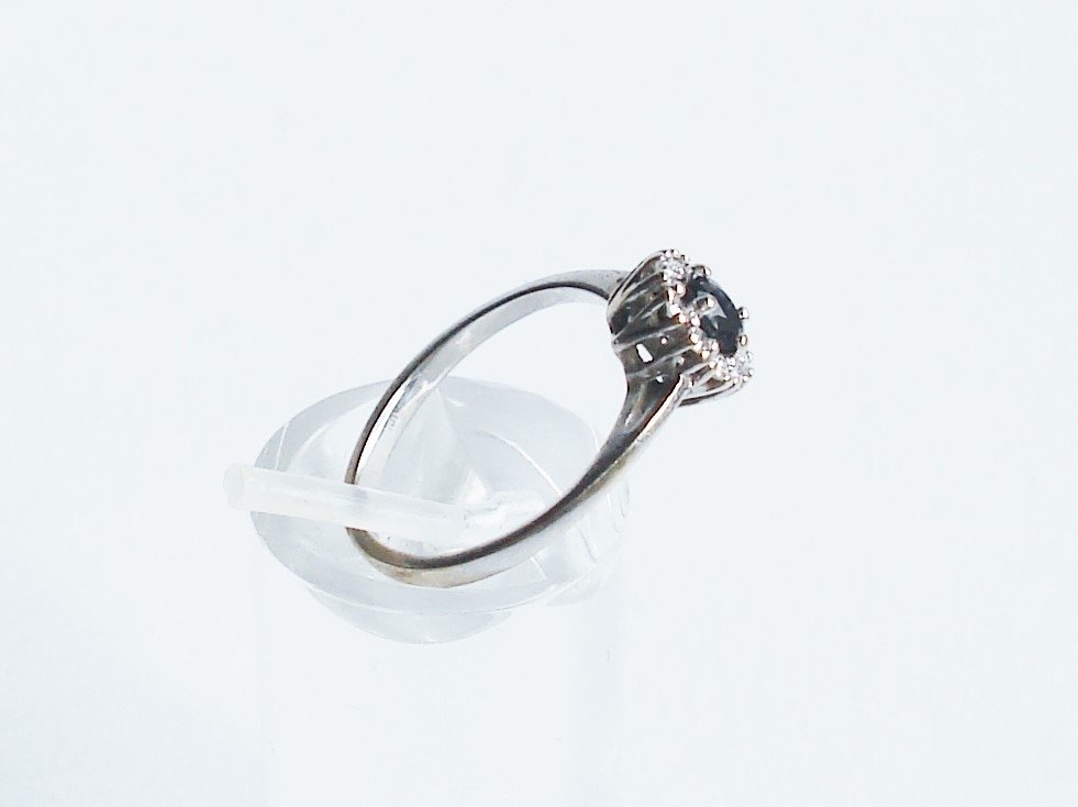 Sapphire and Diamond Cluster Ring