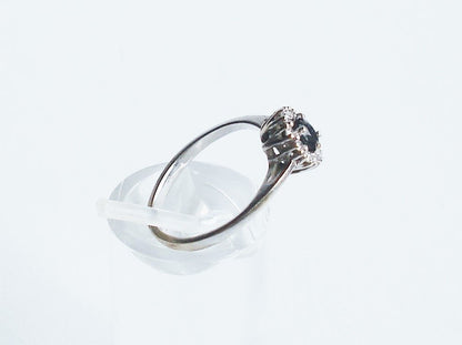 Sapphire and Diamond Cluster Ring