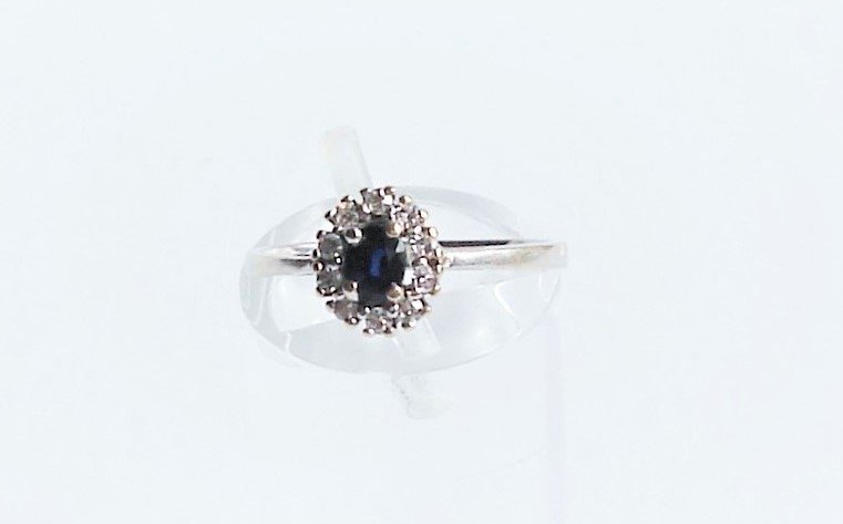 Sapphire and Diamond Cluster Ring