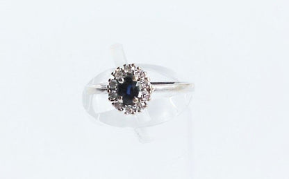 Sapphire and Diamond Cluster Ring