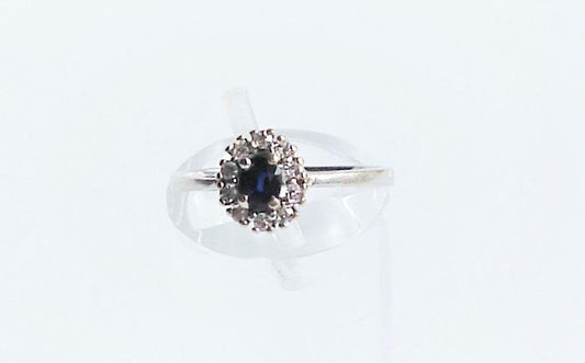 Sapphire and Diamond Cluster Ring