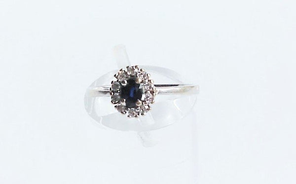 Sapphire and Diamond Cluster Ring