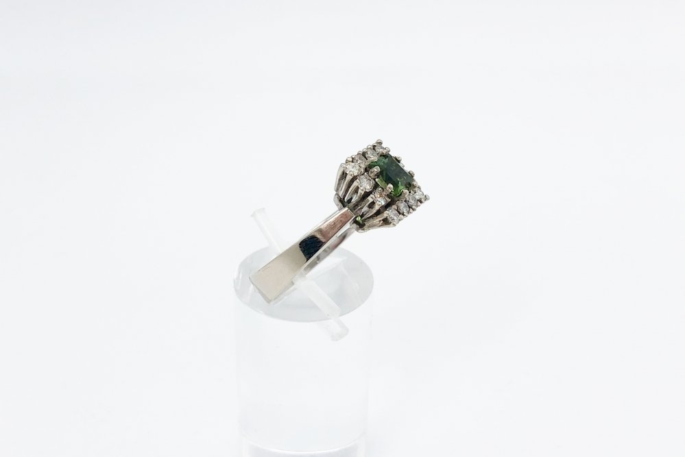 Baguette Cut Tourmaline and Diamond Ring