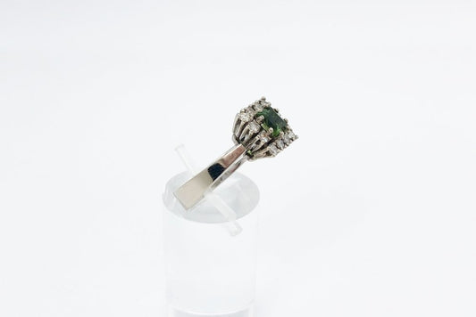 Baguette Cut Tourmaline and Diamond Ring