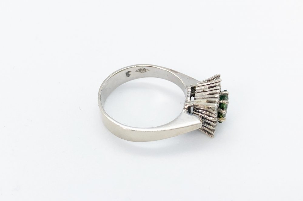 Baguette Cut Tourmaline and Diamond Ring