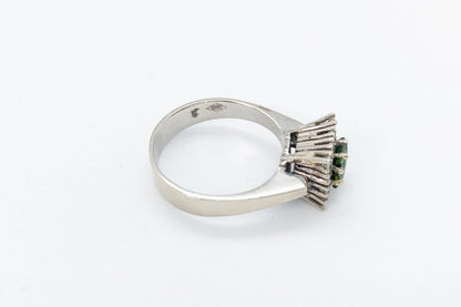Baguette Cut Tourmaline and Diamond Ring