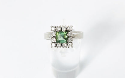 Baguette Cut Tourmaline and Diamond Ring
