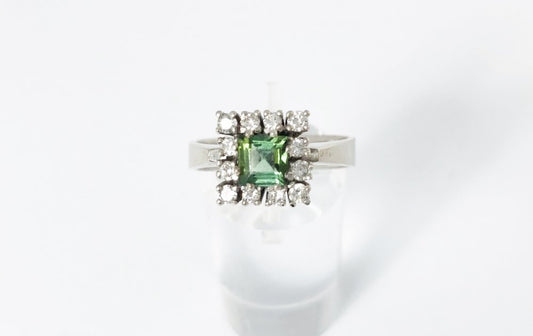 Baguette Cut Tourmaline and Diamond Ring