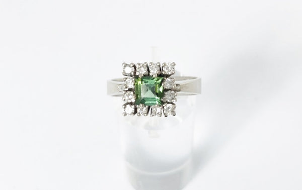 Baguette Cut Tourmaline and Diamond Ring