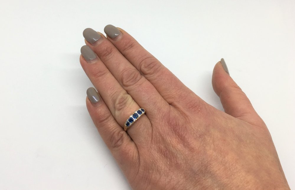 Victorian Style Horizontal Sapphire Ring