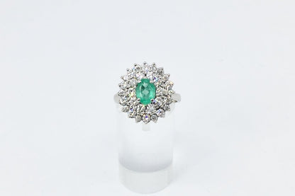 Emerald and Diamond Cluster Ring