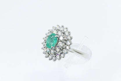 Emerald and Diamond Cluster Ring