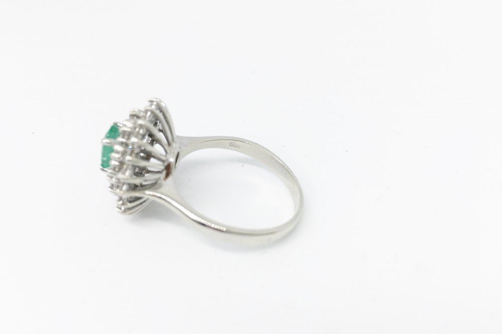 Emerald and Diamond Cluster Ring