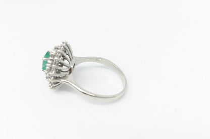 Emerald and Diamond Cluster Ring
