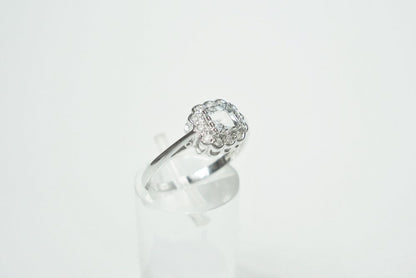 Aquamarine and Diamond Cluster Ring
