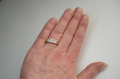 Aquamarine and Diamond Five Stone Ring