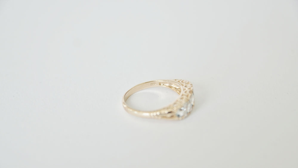 Aquamarine and Diamond Five Stone Ring