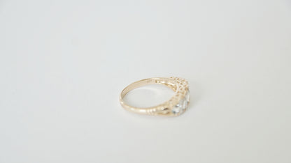 Aquamarine and Diamond Five Stone Ring