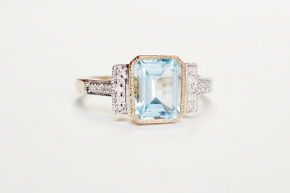 Aquamarine and Diamond Ring