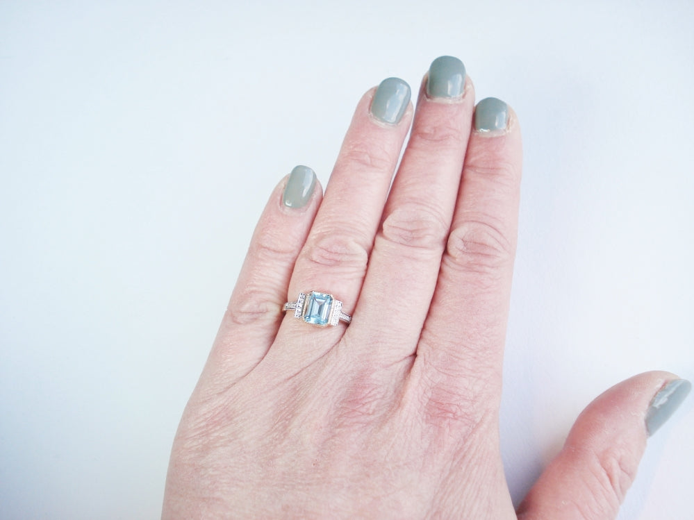 Aquamarine and Diamond Ring