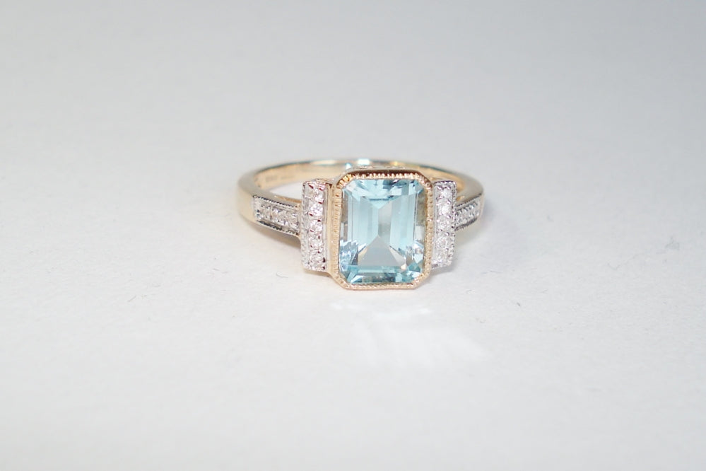 Aquamarine and Diamond Ring