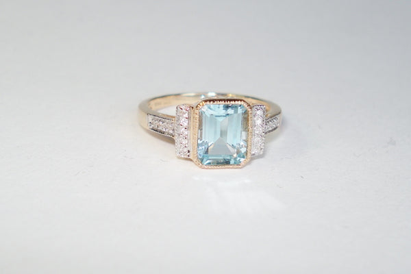 Aquamarine and Diamond Ring