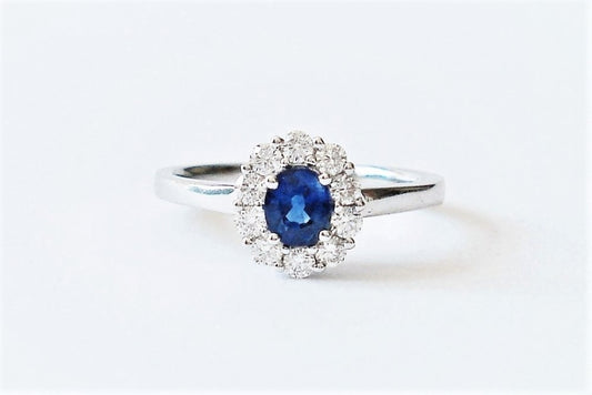 Sapphire and Diamond Cluster Ring