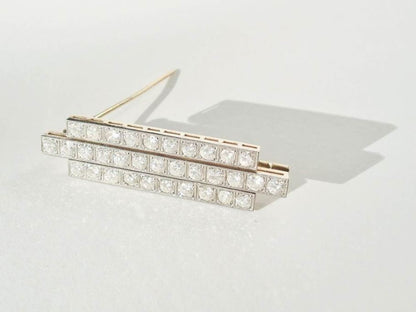 Vintage Three Row Diamond Brooch