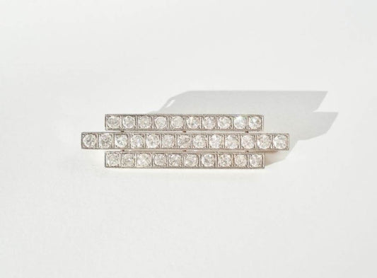 Vintage Three Row Diamond Brooch