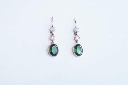 Antique Russian Diopside and Diamond Earrings