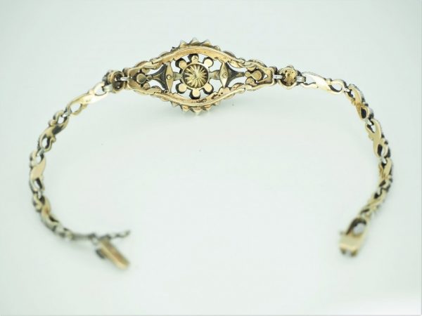Antique Rose Cut Diamond Bracelet, Silver and Gold
