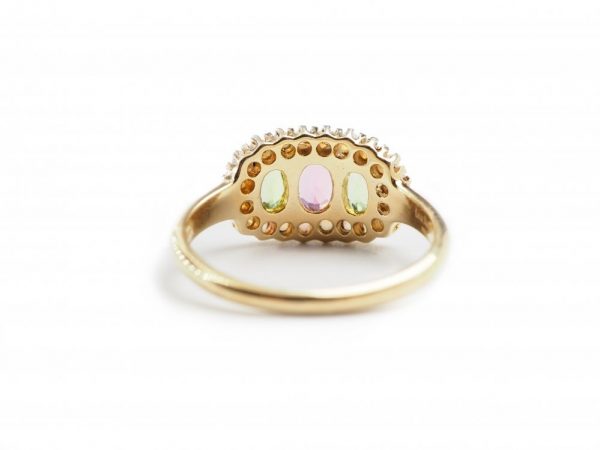 Opal, Pink Tourmaline and Peridot Set Gold Ring