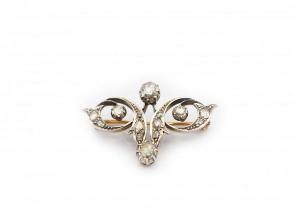 Antique Art Nouveau Rose Cut Diamond Brooch