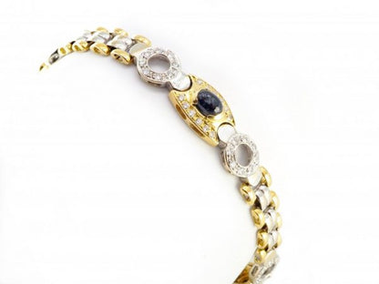 Cabochon Sapphire and Diamond Bracelet, 18ct Yellow and White Gold