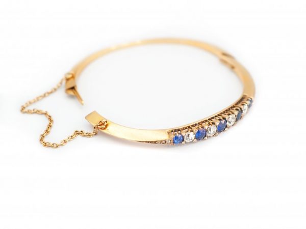 Antique Sapphire and Diamond Yellow Gold Bracelet